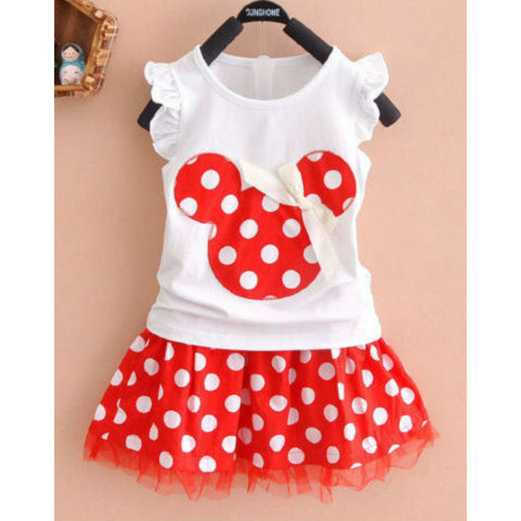 Other - Minnie Mouse Ruffle Sleeve Shirt Skirt Outfit Set